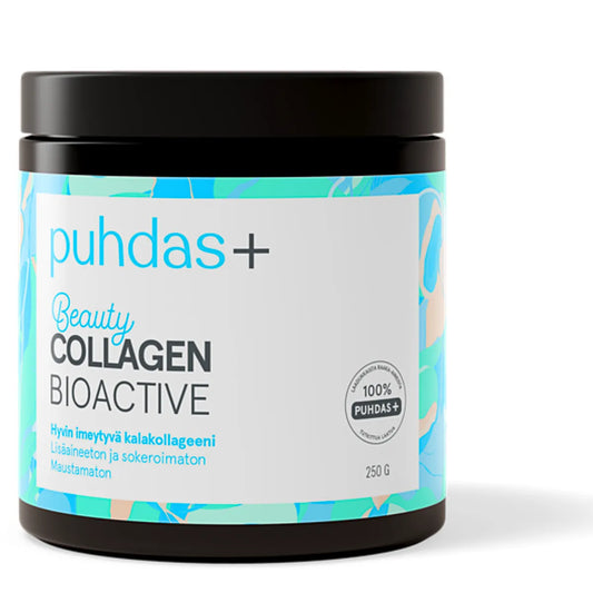 PUHDAS+ Beauty Collagen Bioactive Natural jauhe 250 g maustamaton kollageenijauhe