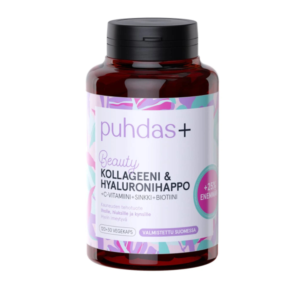 PUHDAS+ Beauty kollageeni & hyaluronihappo + C kapseli 150 kpl