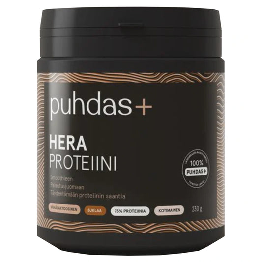 PUHDAS+ Heraproteiini suklaa 230 g täydentämään proteiini saantia