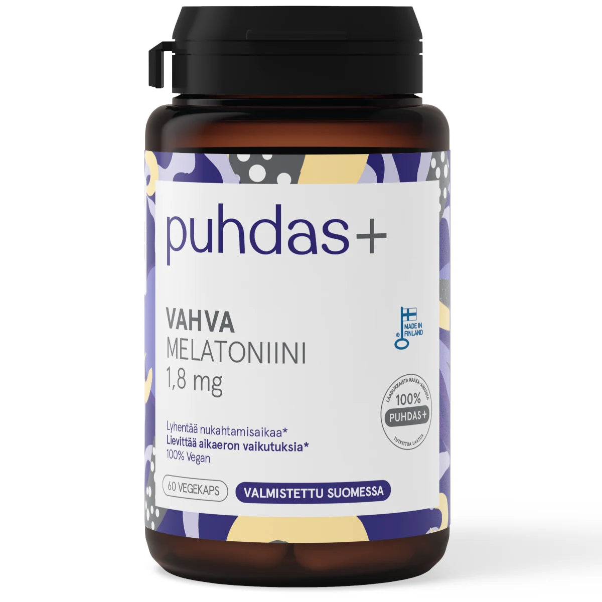 PUHDAS+ Vahva Melatoniini 1,8 mg vegekapseli 60 kpl