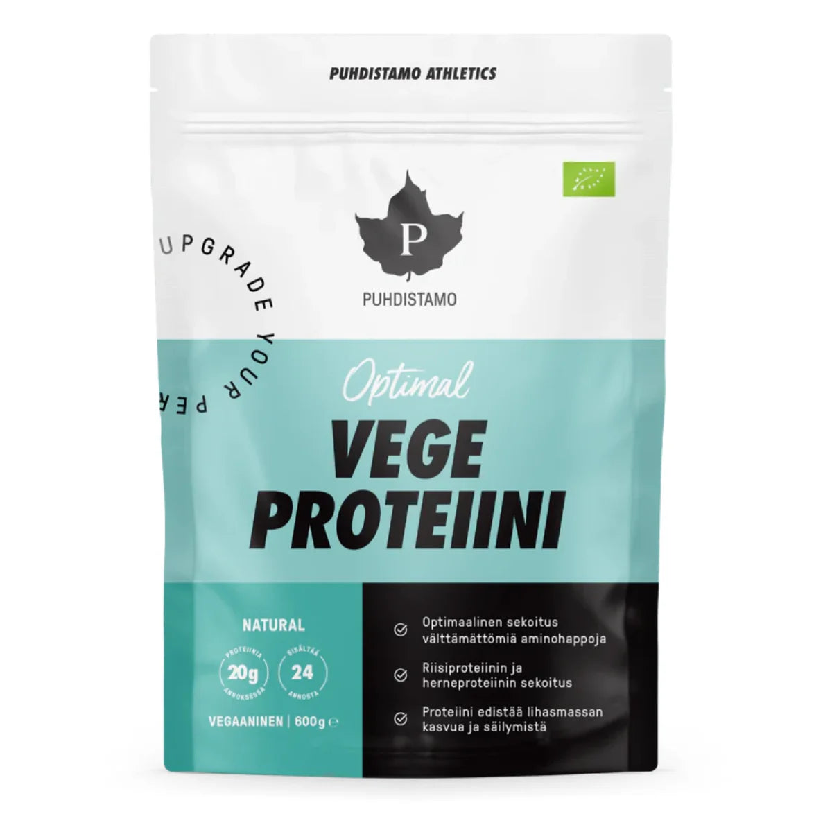 Puhdistamo Athletics Optimal Vege Proteiini Natural 600 g – Kasvipohjainen proteiinijauhe