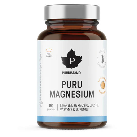 Puhdistamo Puru Magnesium 90 tablettia – se hyvänmakuinen magnesiumvalmiste