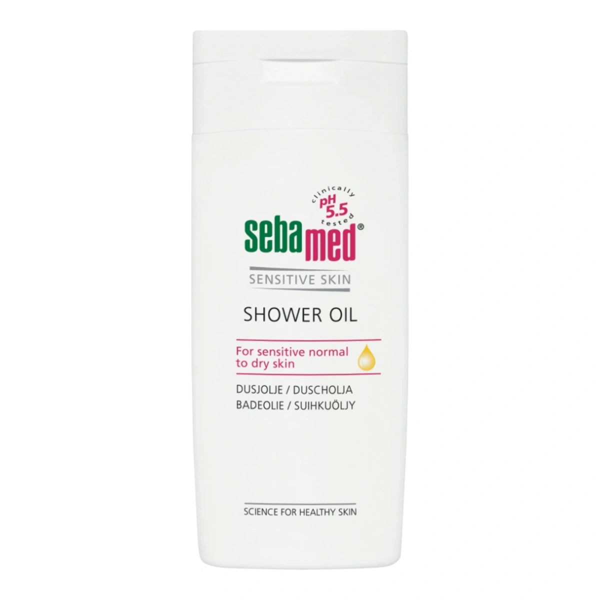 SEBAMED Shower Oil suihkuöljy 200 ml puhdistaa ja ravitsee ihoa jokaisella suihkukerralla luonnon avokadoöljyn ja lesitiinin avulla.