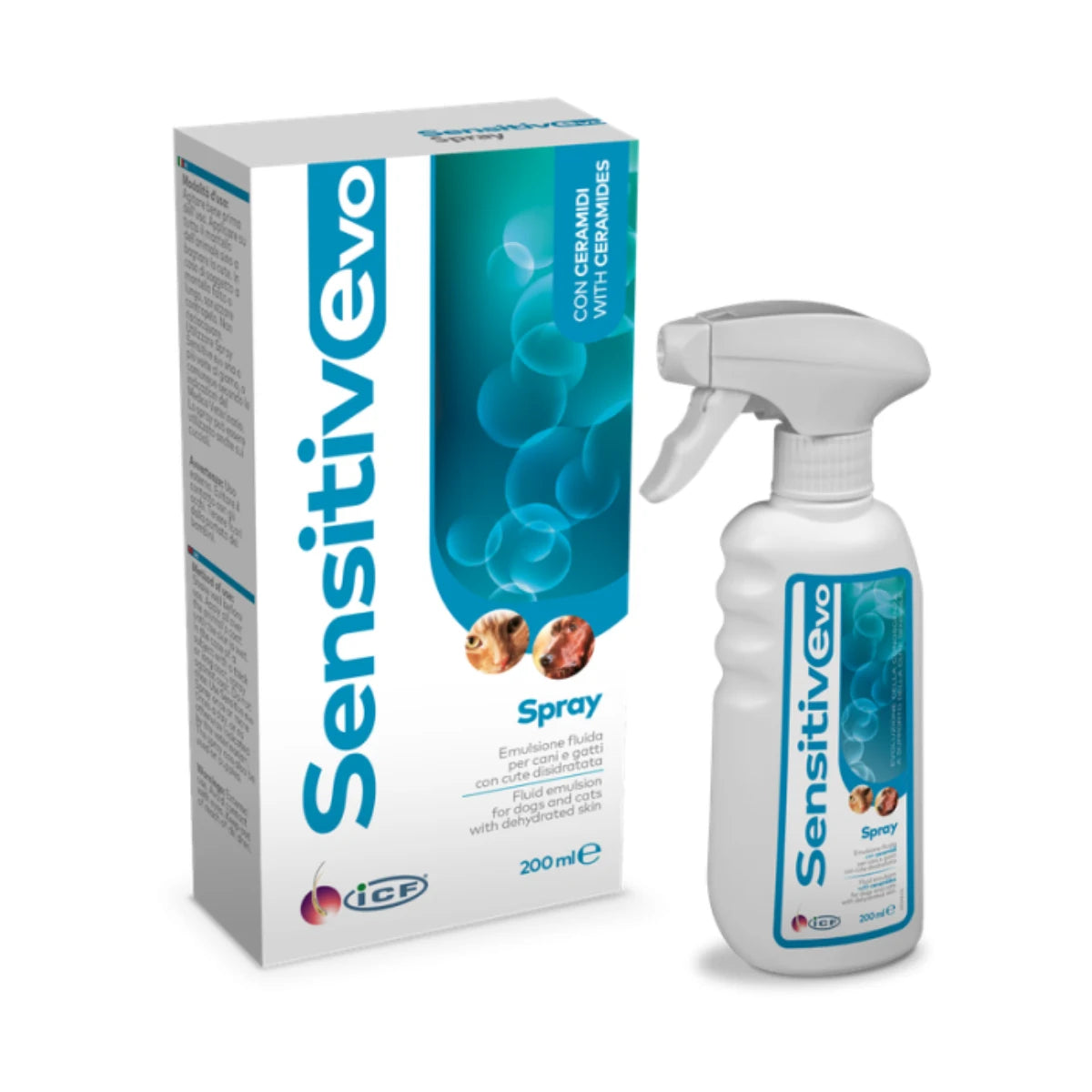 Sensitive Evo spray 200 ml koirille ja kissoille erittäin kuivan ihon kosteuttamiseen