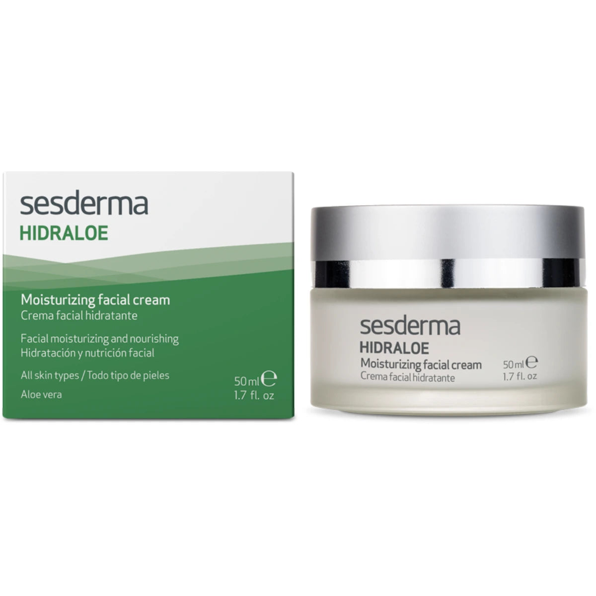 SESDERMA Hidraloe Moisturizing Cream 50 ml sisältää aloe veraa, joka kosteuttaa, rauhoittaa ja suojaa ihoasi.