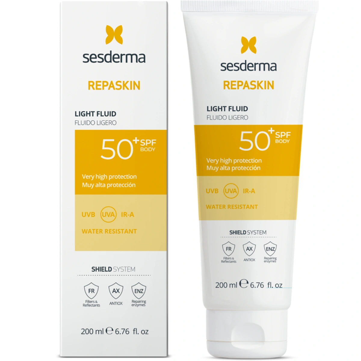 SESDERMA Repaskin Light Fluid SPF50+ 200 ml kevyt aurinkosuojavoide vartalolle