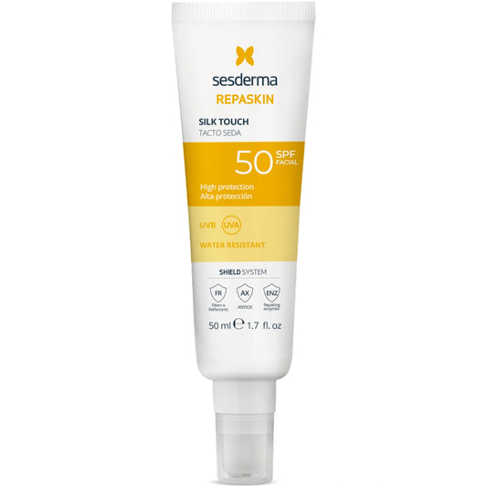 SESDERMA Repaskin Facial Silk Touch SPF50+ 50 ml jättää ihon silkkisen pehmeäksi