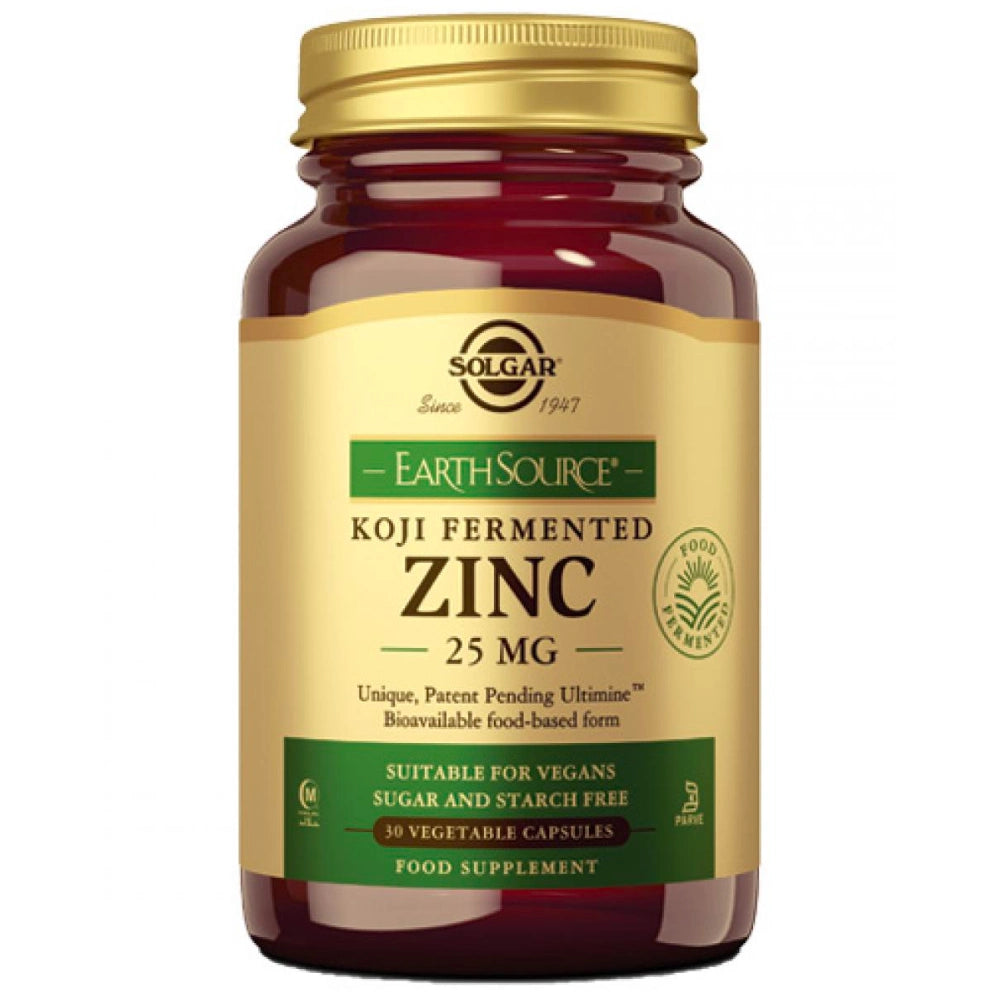 SOLGAR Fermentoitu sinkki 25 mg (Earth Source Koji Fermented Zinc) 30 kapselia