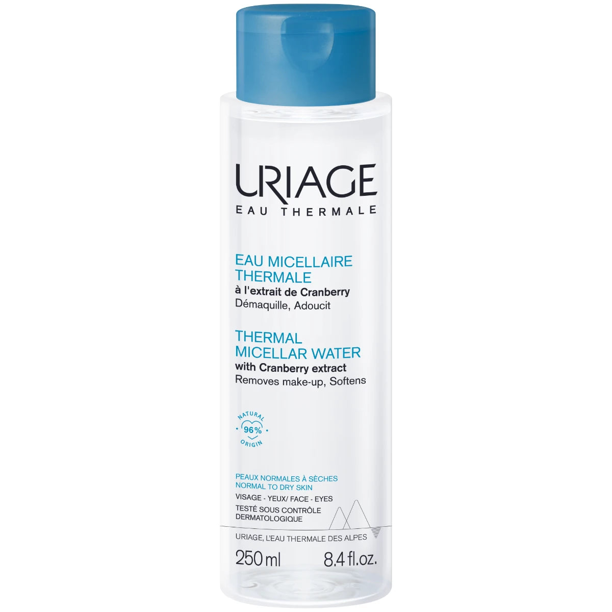 Uriage Thermal Micellar Water Normal to Dry Skin 250 ml  misellivesi meikin ja epäpuhtauksien poistamiseen normaalille ja kuivalle iholle