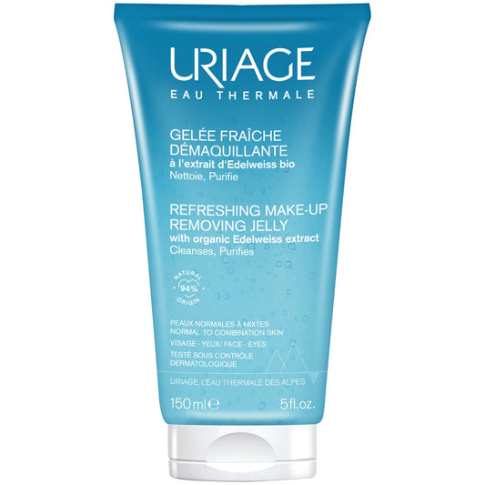 Uriage Refreshing Make-up Removing Jelly 150 ml puhdistusgeeli erityisesti meikin poistamiseen rasvoittuvalle ja sekaiholle