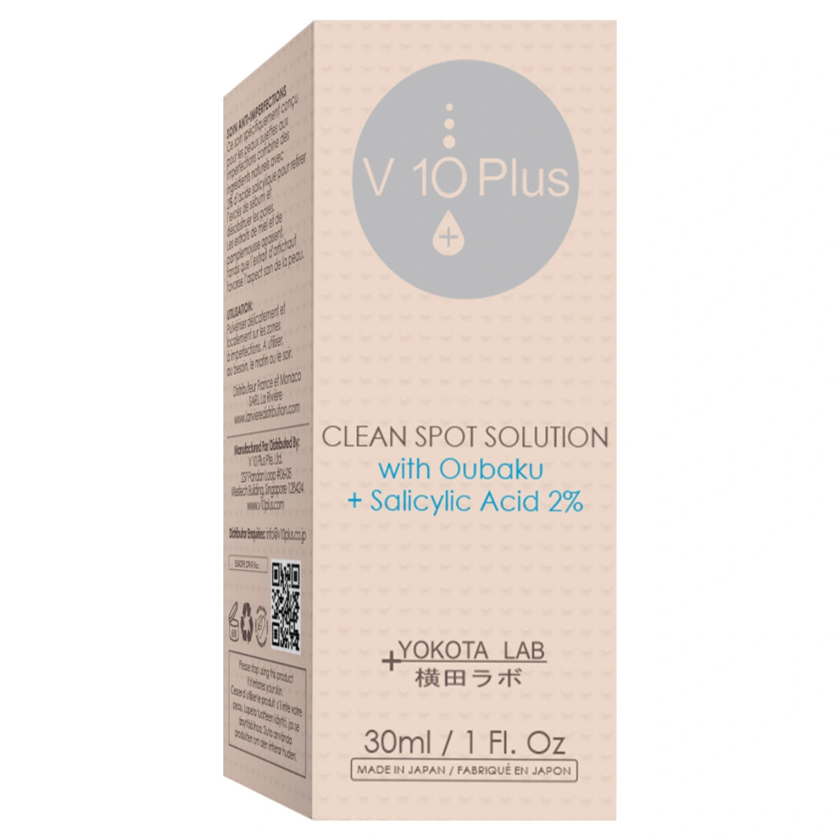 V10PLUS Clean Spot Solution 30 ml sisältää 2% salisyylihappoa