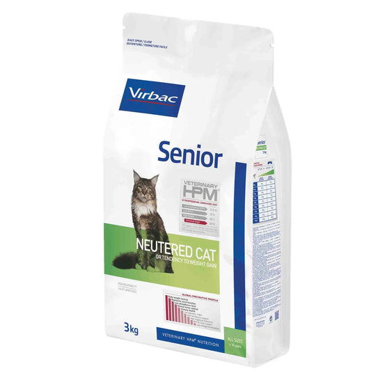VIRBAC Cat Senior Neutered 3 kg kastroiduille tai steriloiduille yli 10-vuotiaille kissoille tarkoitettu kuivaruoka